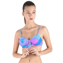 Colorful Blue Purple Wave Tie Up Cut Bikini Top by Salman4z