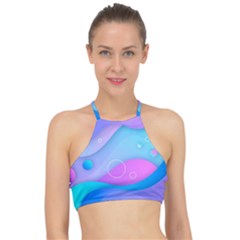 Colorful Blue Purple Wave Racer Front Bikini Top by Salman4z