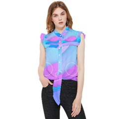 Colorful Blue Purple Wave Frill Detail Shirt by Salman4z