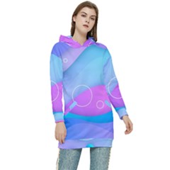 Colorful Blue Purple Wave Women s Long Oversized Pullover Hoodie by Salman4z