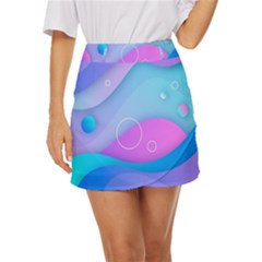 Colorful Blue Purple Wave Mini Front Wrap Skirt by Salman4z