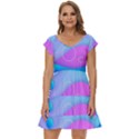 Colorful Blue Purple Wave Short Sleeve Tiered Mini Dress View1