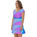 Colorful Blue Purple Wave Short Sleeve Tiered Mini Dress View2