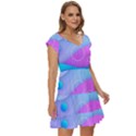 Colorful Blue Purple Wave Short Sleeve Tiered Mini Dress View3