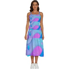 Colorful Blue Purple Wave Sleeveless Shoulder Straps Boho Dress