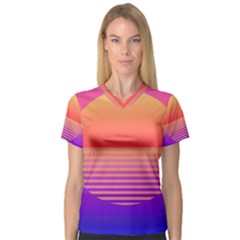 Sunset Summer Time V-neck Sport Mesh Tee