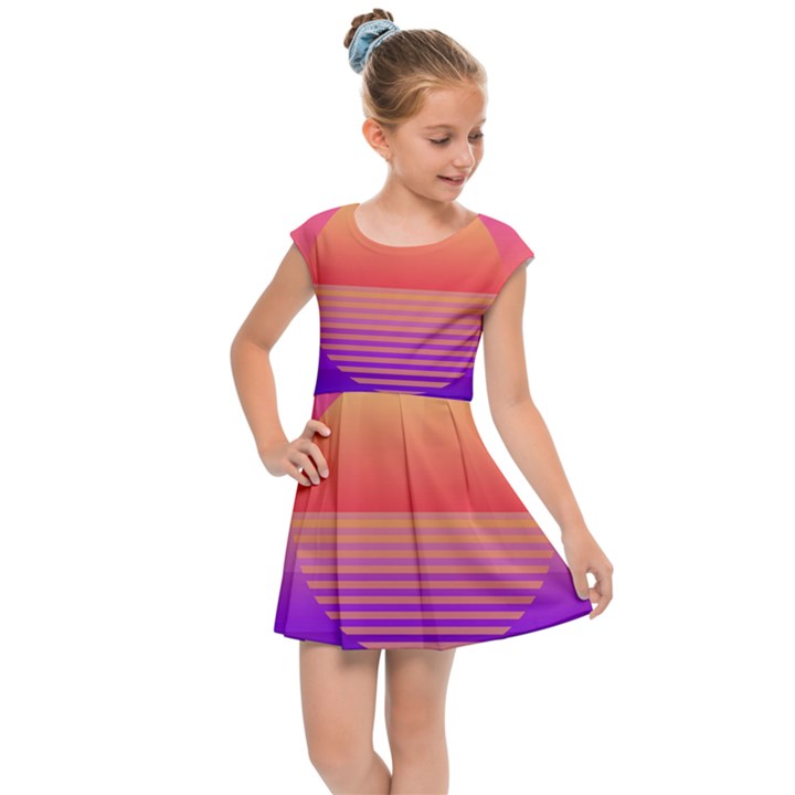 Sunset Summer Time Kids  Cap Sleeve Dress