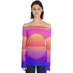 Sunset Summer Time Off Shoulder Long Sleeve Top by Salman4z