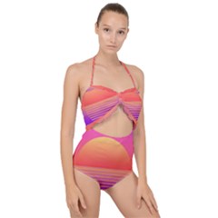 Sunset Summer Time Scallop Top Cut Out Swimsuit by Salman4z