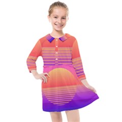 Sunset Summer Time Kids  Quarter Sleeve Shirt Dress by Salman4z