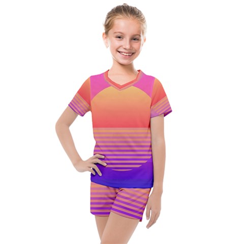 Sunset Summer Time Kids  Mesh Tee And Shorts Set by Salman4z