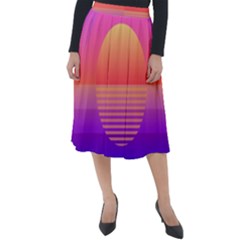 Sunset Summer Time Classic Velour Midi Skirt  by Salman4z