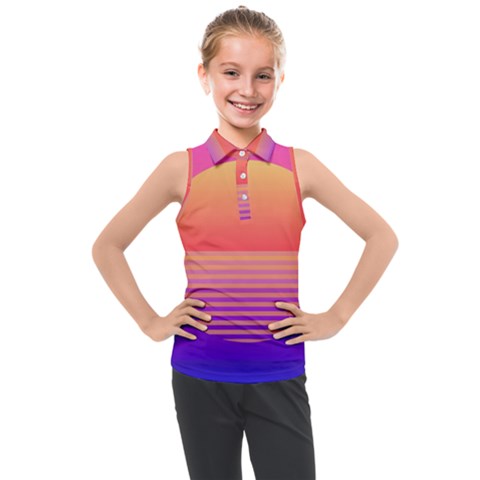 Sunset Summer Time Kids  Sleeveless Polo Tee by Salman4z