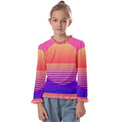 Sunset Summer Time Kids  Frill Detail Tee