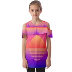 Sunset Summer Time Fold Over Open Sleeve Top by Salman4z