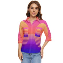 Sunset Summer Time Women s Quarter Sleeve Pocket Shirt