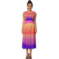 Sunset Summer Time Sleeveless Round Neck Midi Dress