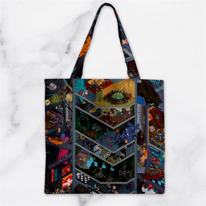 Fictional Character Cartoons Zipper Grocery Tote Bag