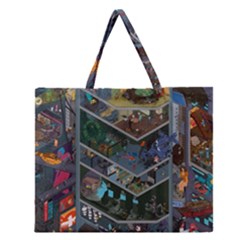 Fictional Character Cartoons Zipper Large Tote Bag by Salman4z