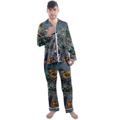 Fictional Character Cartoons Men s Long Sleeve Satin Pajamas Set by Salman4z