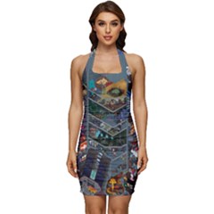 Fictional Character Cartoons Sleeveless Wide Square Neckline Ruched Bodycon Dress by Salman4z