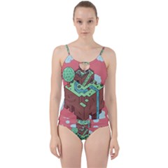 Minimal Digital Cityscape Cut Out Top Tankini Set by Salman4z