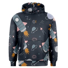 Space Background Illustration With Stars And Rocket Seamless Vector Pattern Men s Core Hoodie by Salman4z