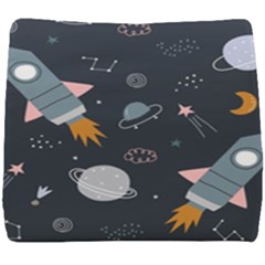 Space Background Illustration With Stars And Rocket Seamless Vector Pattern Seat Cushion by Salman4z