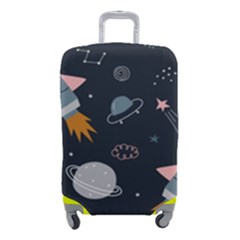 Space Background Illustration With Stars And Rocket Seamless Vector Pattern Luggage Cover (small) by Salman4z