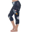 Space Background Illustration With Stars And Rocket Seamless Vector Pattern Lightweight Velour Capri Yoga Leggings View2