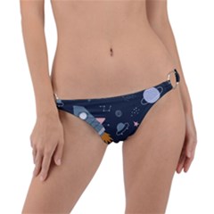 Space Background Illustration With Stars And Rocket Seamless Vector Pattern Ring Detail Bikini Bottoms by Salman4z