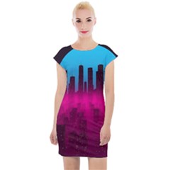 Futuristic Cityscape Cap Sleeve Bodycon Dress by Salman4z