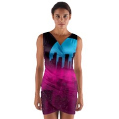 Futuristic Cityscape Wrap Front Bodycon Dress by Salman4z