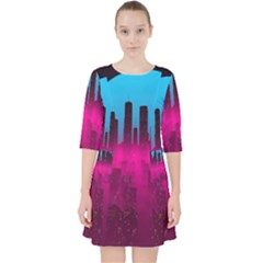 Futuristic Cityscape Quarter Sleeve Pocket Dress by Salman4z