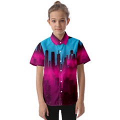 Futuristic Cityscape Kids  Short Sleeve Shirt by Salman4z