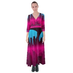 Futuristic Cityscape Button Up Maxi Dress by Salman4z