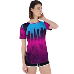 Futuristic Cityscape Perpetual Short Sleeve T-shirt by Salman4z