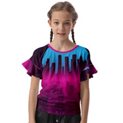 Futuristic Cityscape Kids  Cut Out Flutter Sleeves by Salman4z