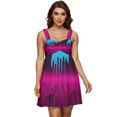 Futuristic Cityscape Ruffle Strap Babydoll Chiffon Dress by Salman4z