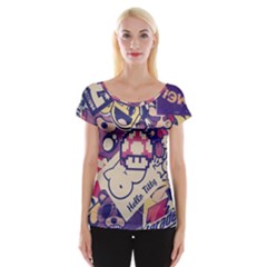 Retro Cartoon Hello Titty Parody Cap Sleeve Top by Salman4z