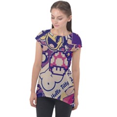 Retro Cartoon Hello Titty Parody Cap Sleeve High Low Top by Salman4z