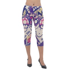 Retro Cartoon Hello Titty Parody Lightweight Velour Capri Leggings  by Salman4z