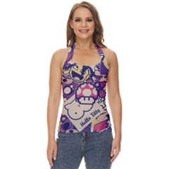 Retro Cartoon Hello Titty Parody Basic Halter Top by Salman4z