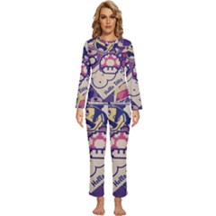 Retro Cartoon Hello Titty Parody Womens  Long Sleeve Lightweight Pajamas Set by Salman4z