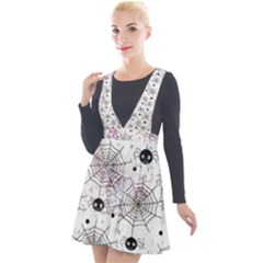 Creepy Spider Plunge Pinafore Velour Dress