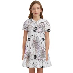 Creepy Spider Kids  Bow Tie Puff Sleeve Dress