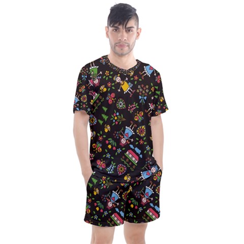 Cartoon Texture Men s Mesh Tee And Shorts Set by Salman4z