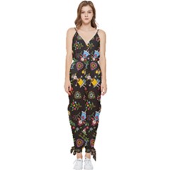 Cartoon Texture Sleeveless Tie Ankle Chiffon Jumpsuit by Salman4z