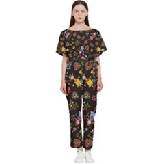 Cartoon Texture Batwing Lightweight Chiffon Jumpsuit by Salman4z