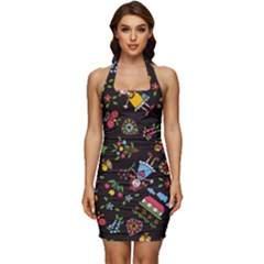 Cartoon Texture Sleeveless Wide Square Neckline Ruched Bodycon Dress by Salman4z